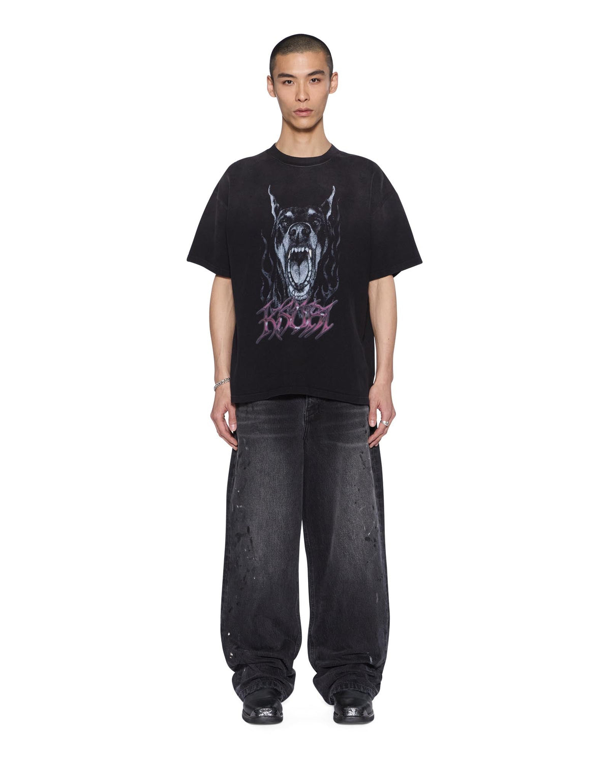 Mens K9 Ekcess Ss Tee Black Fade Oversized Tees - White