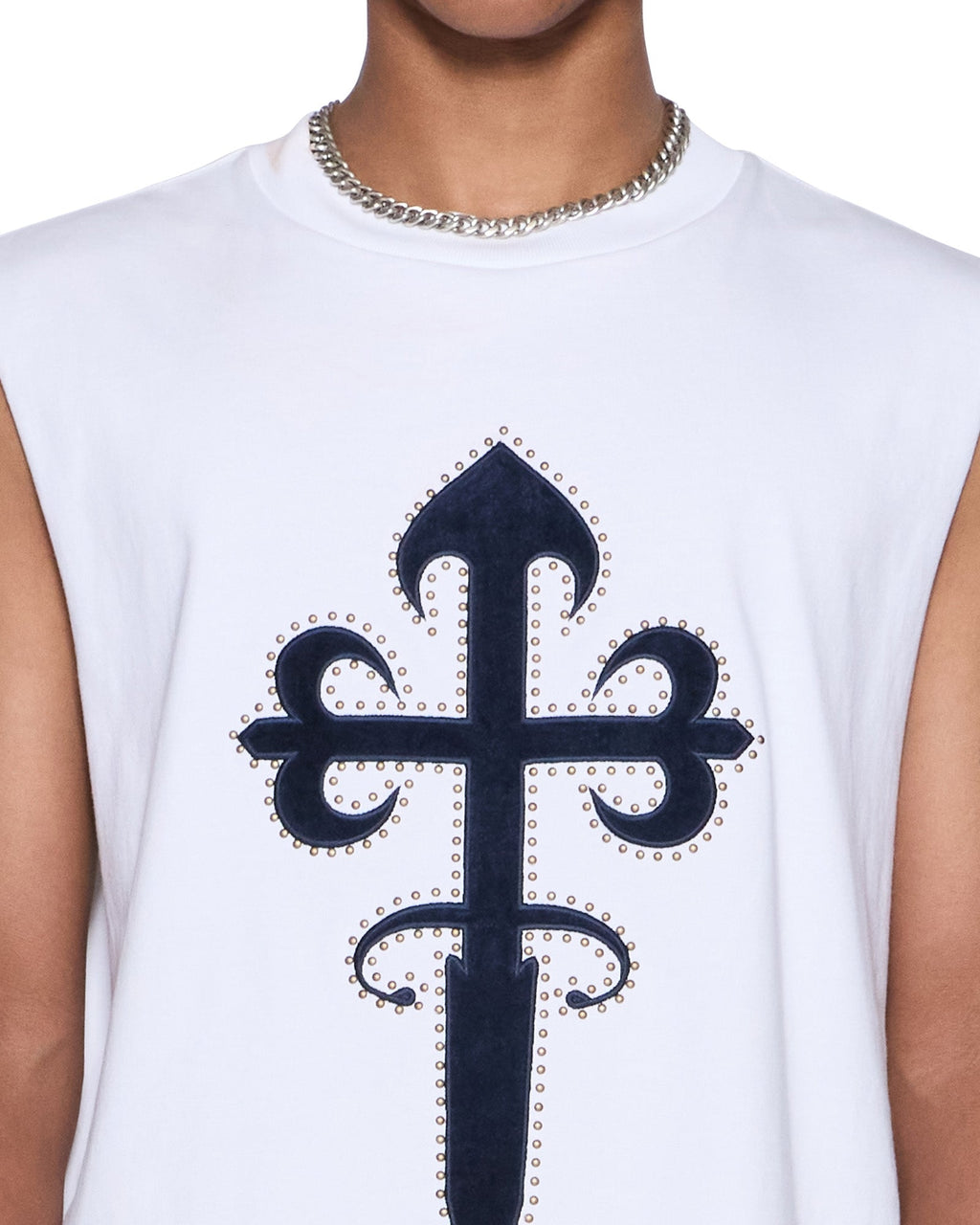 Mens Kaliba Ekcess Cut Off Tee Tru White Oversized Tees - White
