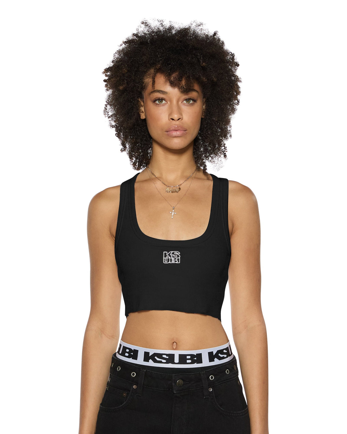 STACKED ORIGIN CROP BLACK