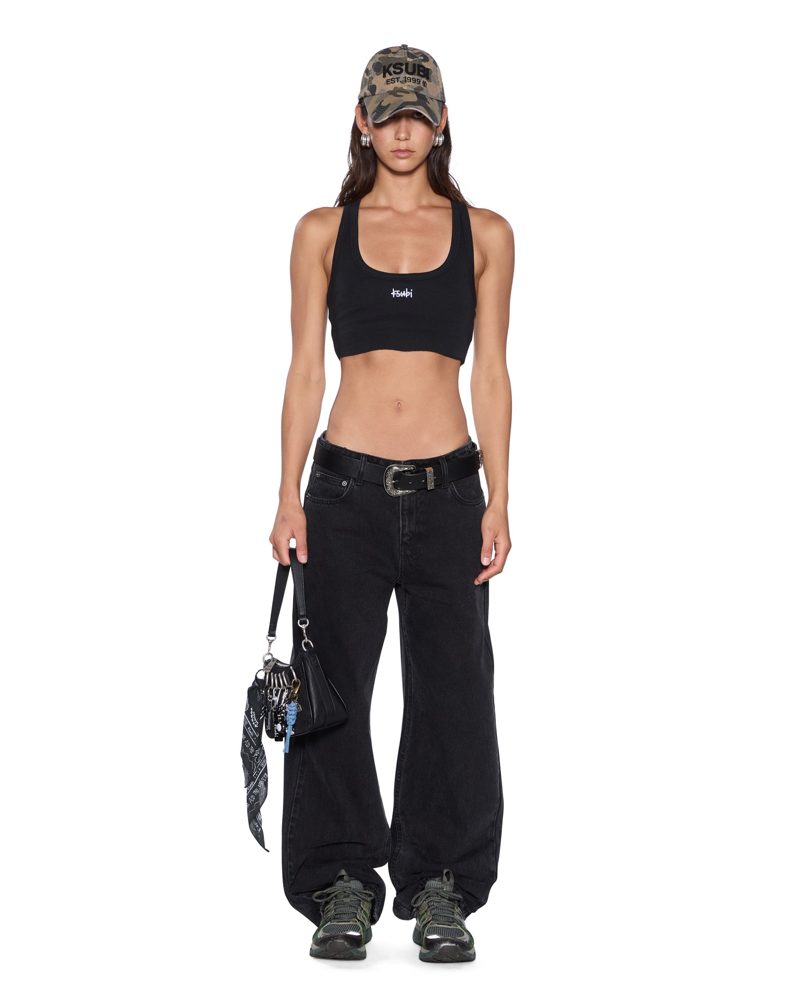 WOMENS  1999 ORIGIN CROPPED TANK BLACK SLIM TEES