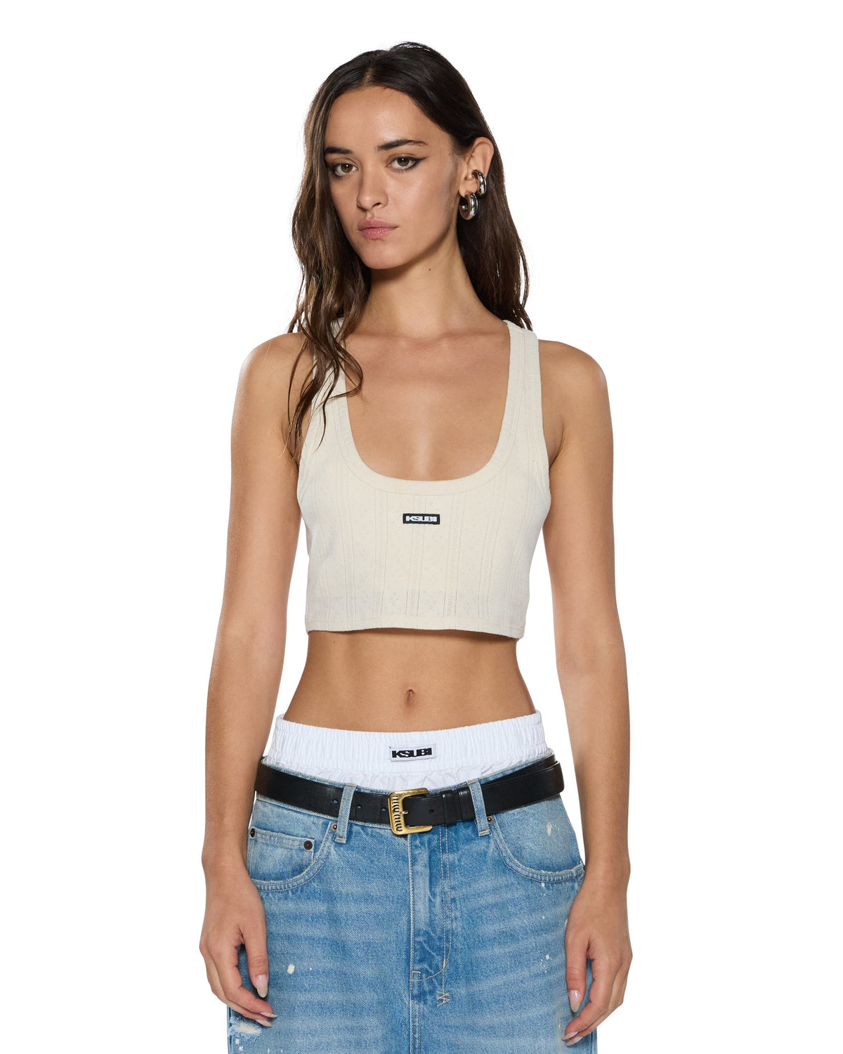 WOMENS SOTT ORIGIN CROP TANK CREAM FASHION TOPS