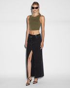 WOMENS RELAX MAXI SKIRT WASHED BLACK SKIRTS