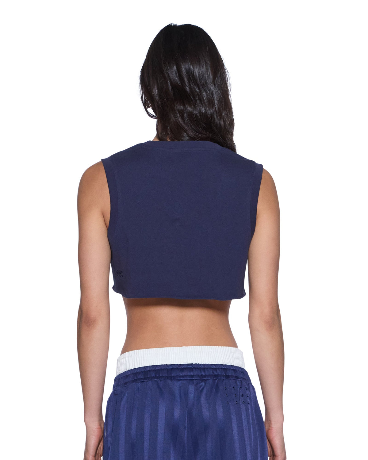LABELS CROP TANK NAVY
