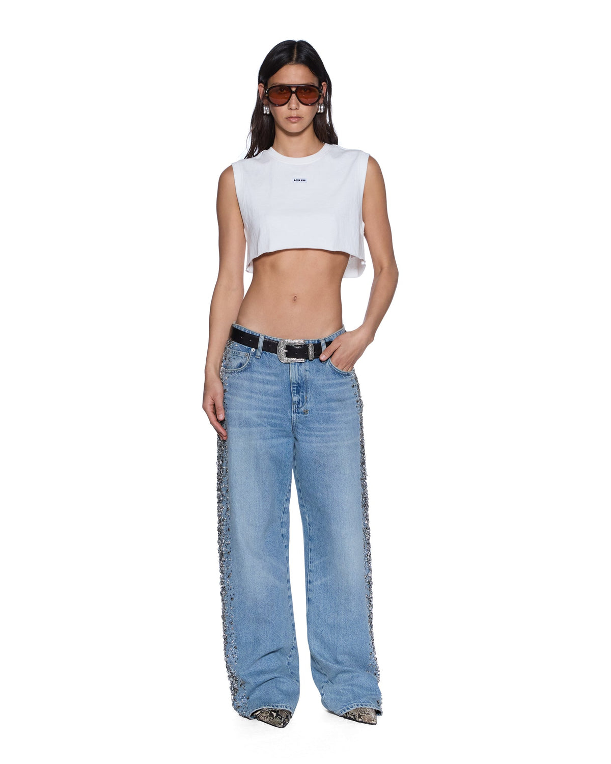 LABELS CROP TANK WHITE