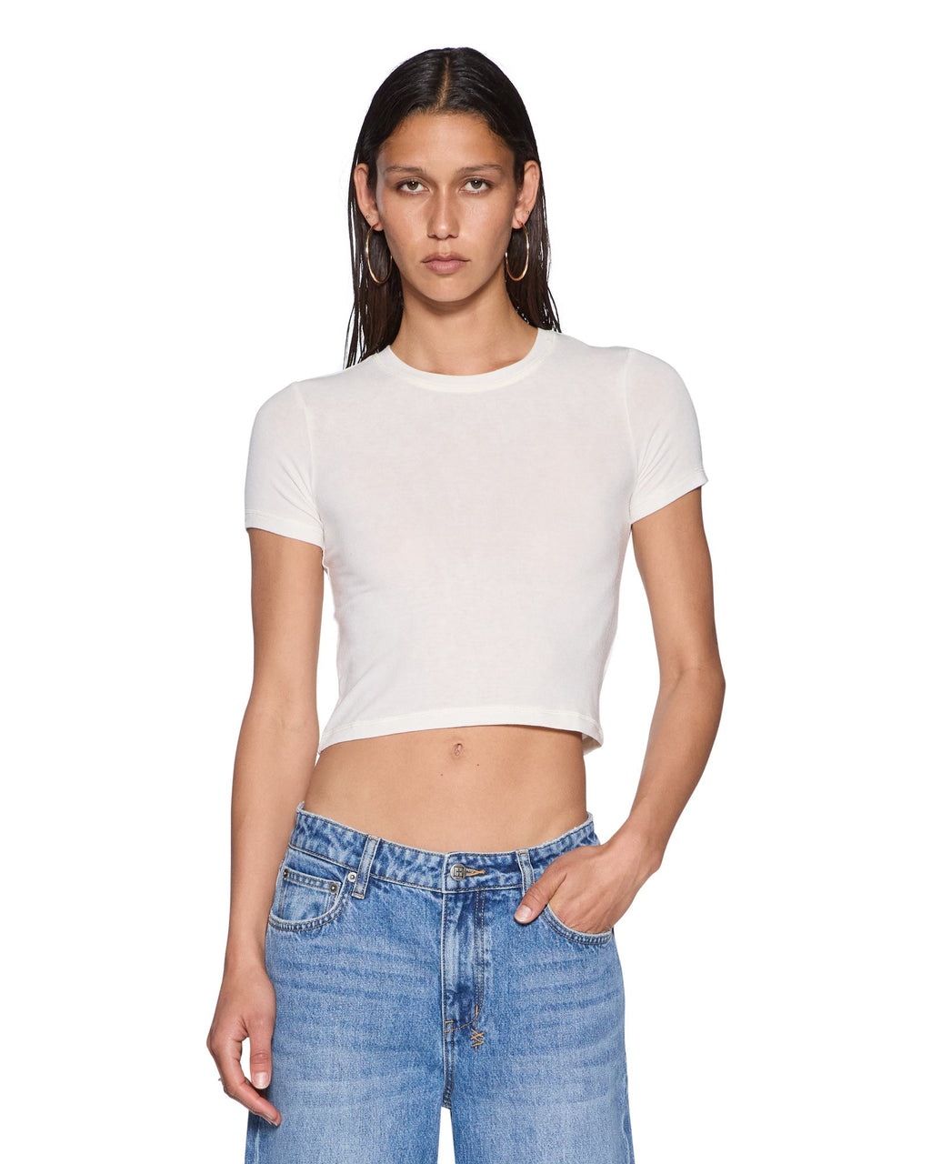 Womens Baby Ss Tee White Cropped Tees - White