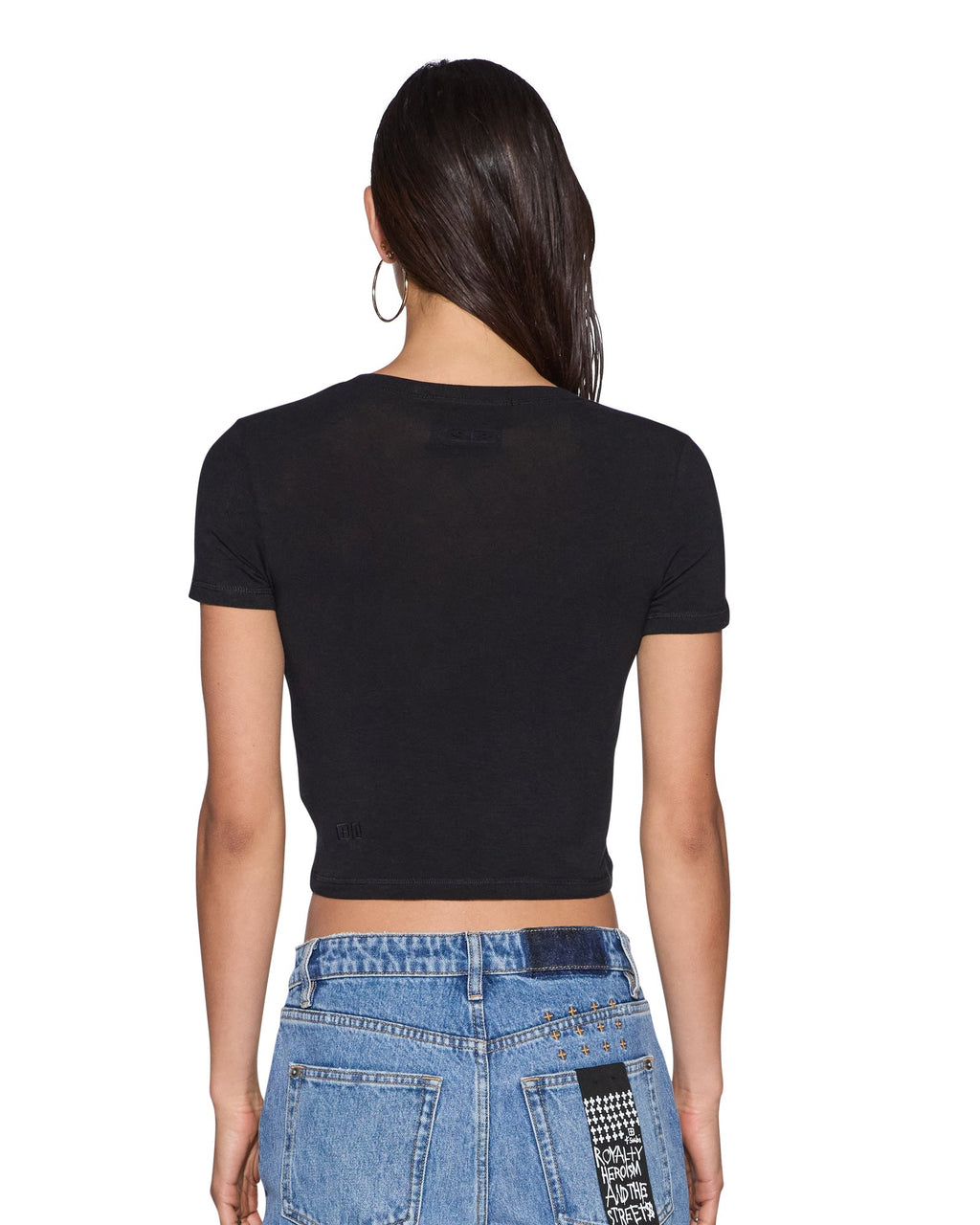 Womens Baby Ss Tee Black Cropped Tees - Black