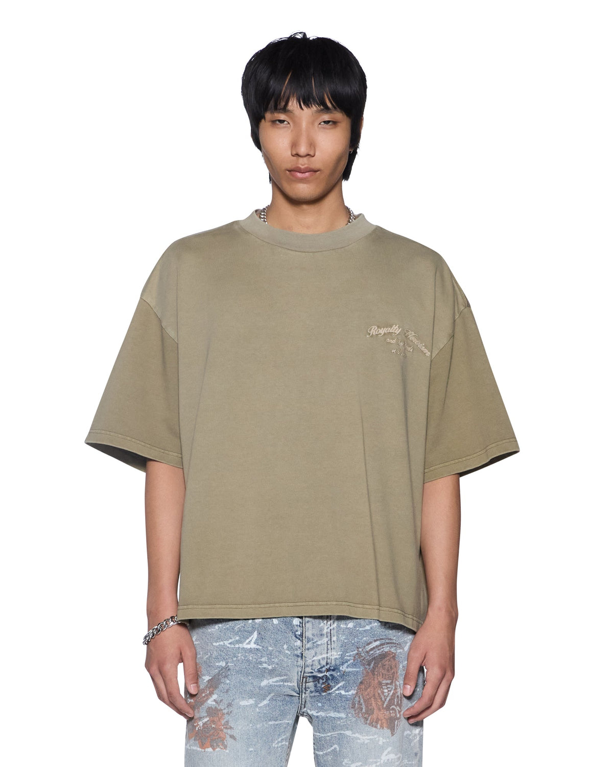 Mens Royalty Halen Ss Tee Militant Baggy Tees - Khaki
