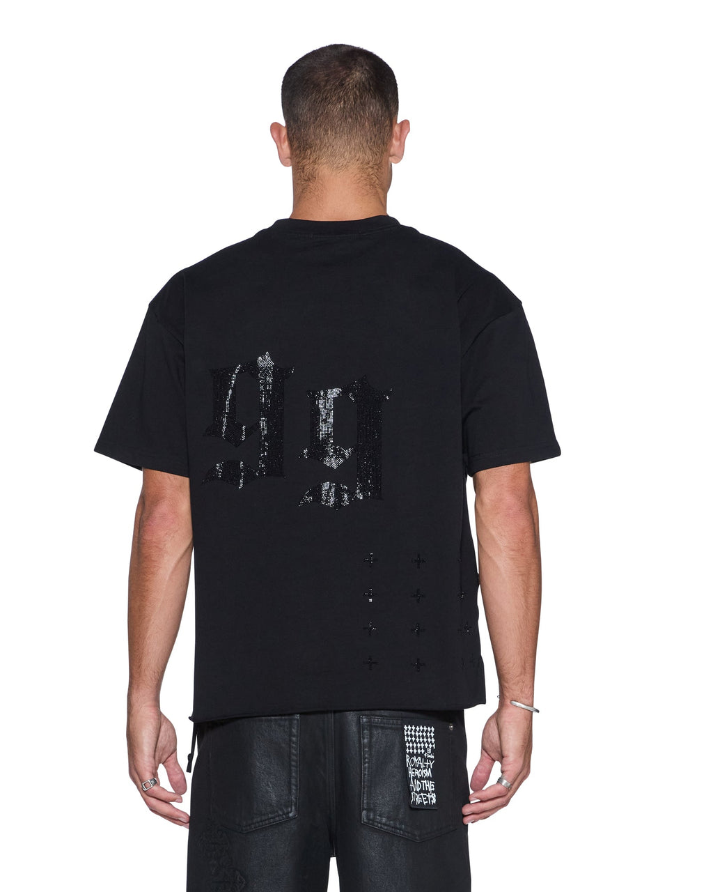 MENS STARDOM EKCESS SS TEE JET BLACK CRYSTAL TEES