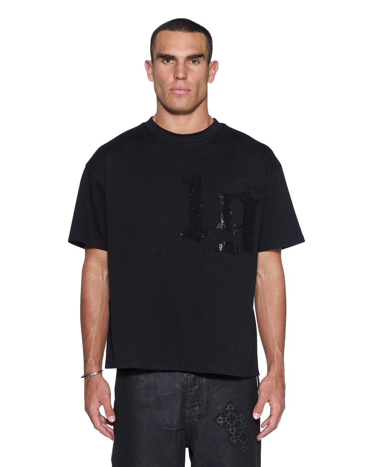 MENS STARDOM EKCESS SS TEE JET BLACK CRYSTAL TEES