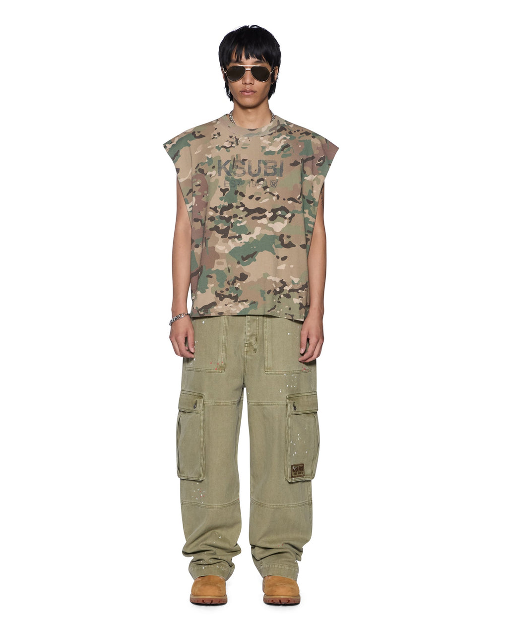 MENS STATE EKCESS CUT OFF WOODLAND TEES