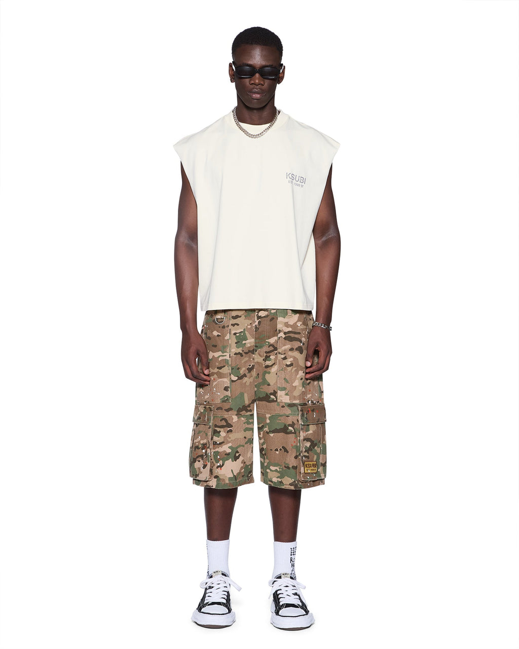 MENS STATE HALEN CUT OFF ECRU TEES