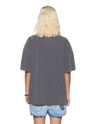 Womens Sott Stamp Boyfriend Ss Tee Charcoal Oversized Tees - Grey