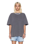 Womens Sott Stamp Boyfriend Ss Tee Charcoal Oversized Tees - Grey
