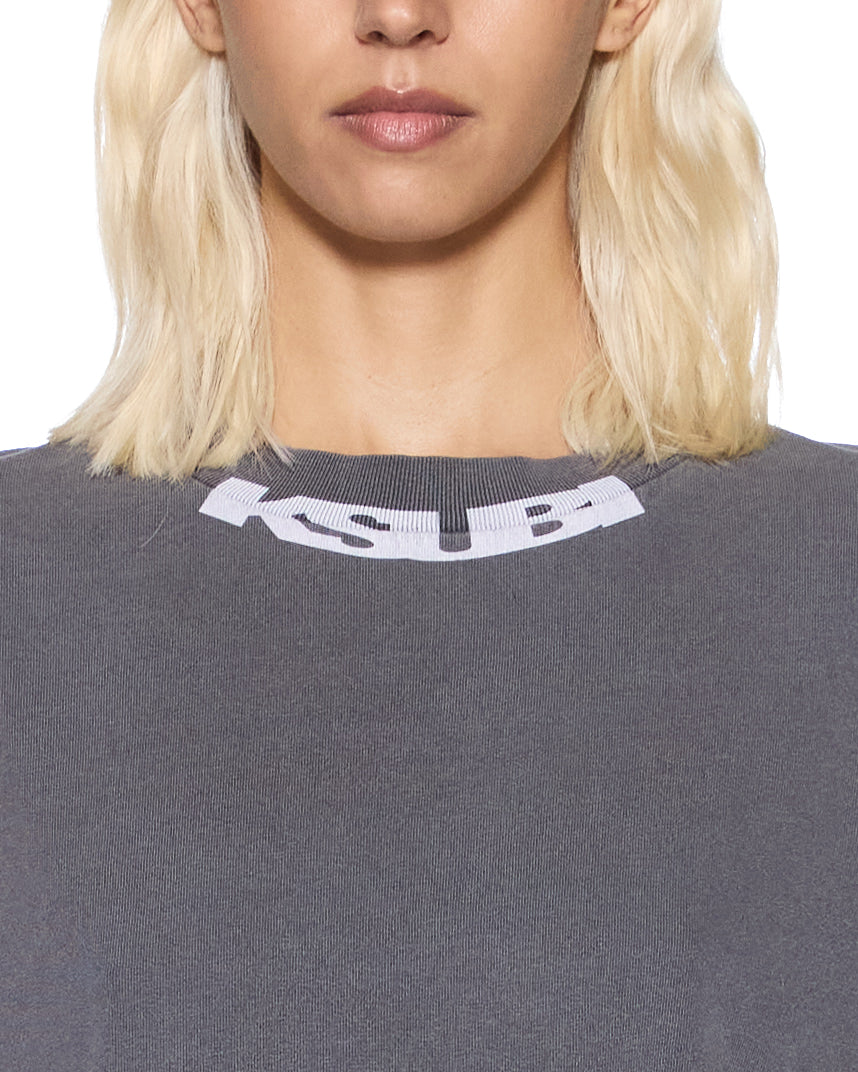 Womens Sott Stamp Boyfriend Ss Tee Charcoal Oversized Tees - Grey