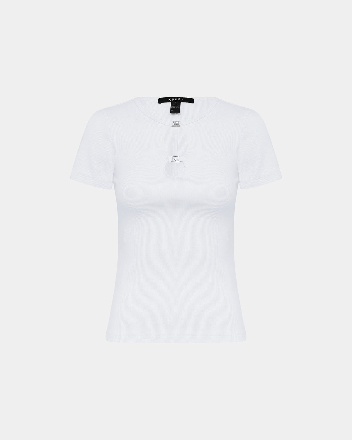 Womens 2 Charm Ss Tee White Fitted Tees - White