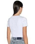 Womens 2 Charm Ss Tee White Fitted Tees - White