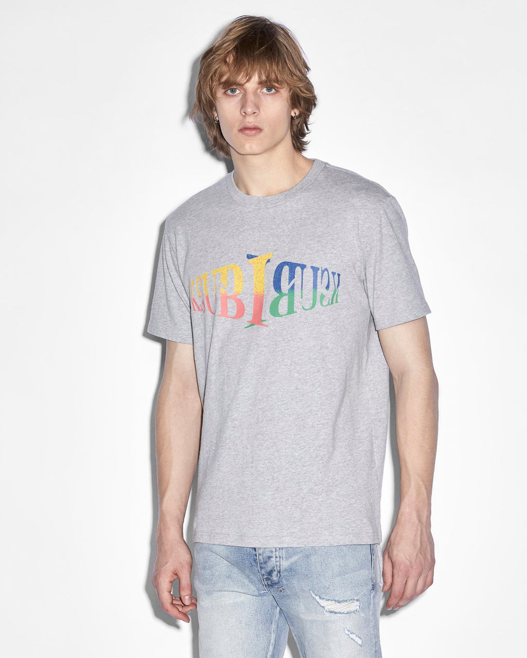 Mens Crossroads Kash Ss Tee Grey Marle Regular Tees - Grey