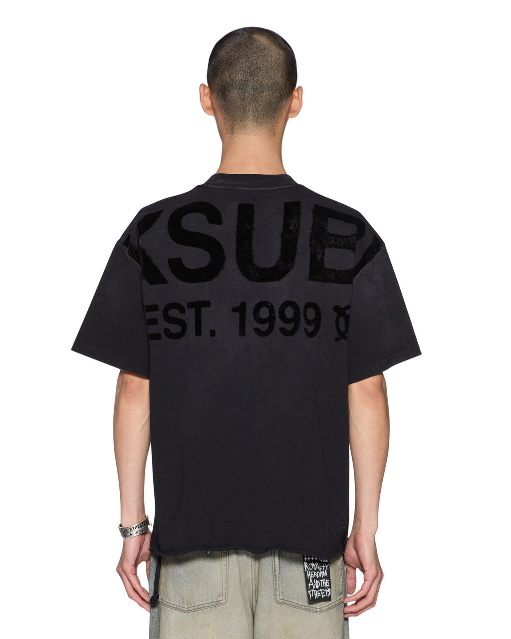 Mens State Ekcess Ss Tee Black Fade Oversized Tees - Black