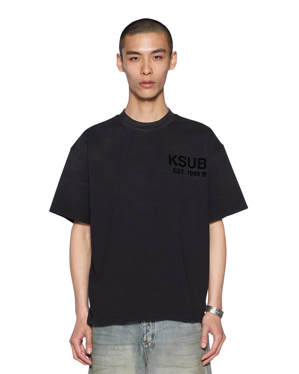 Mens State Ekcess Ss Tee Black Fade Oversized Tees - Black