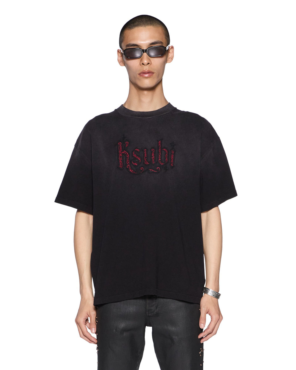 Mens Kstudio Halen Ss Tee Black Fade Baggy Tees - Black