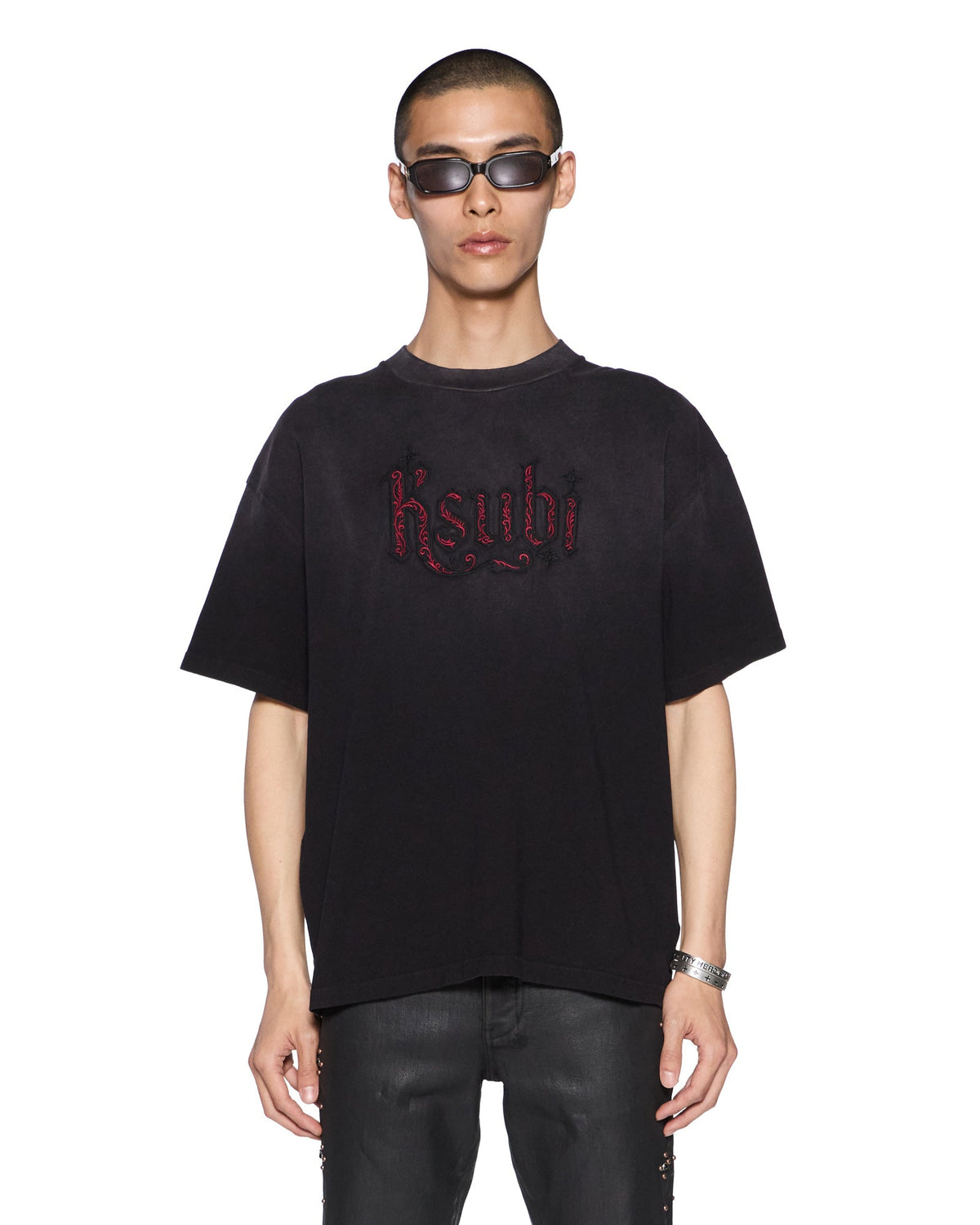 Mens Kstudio Halen Ss Tee Black Fade Baggy Tees - Black