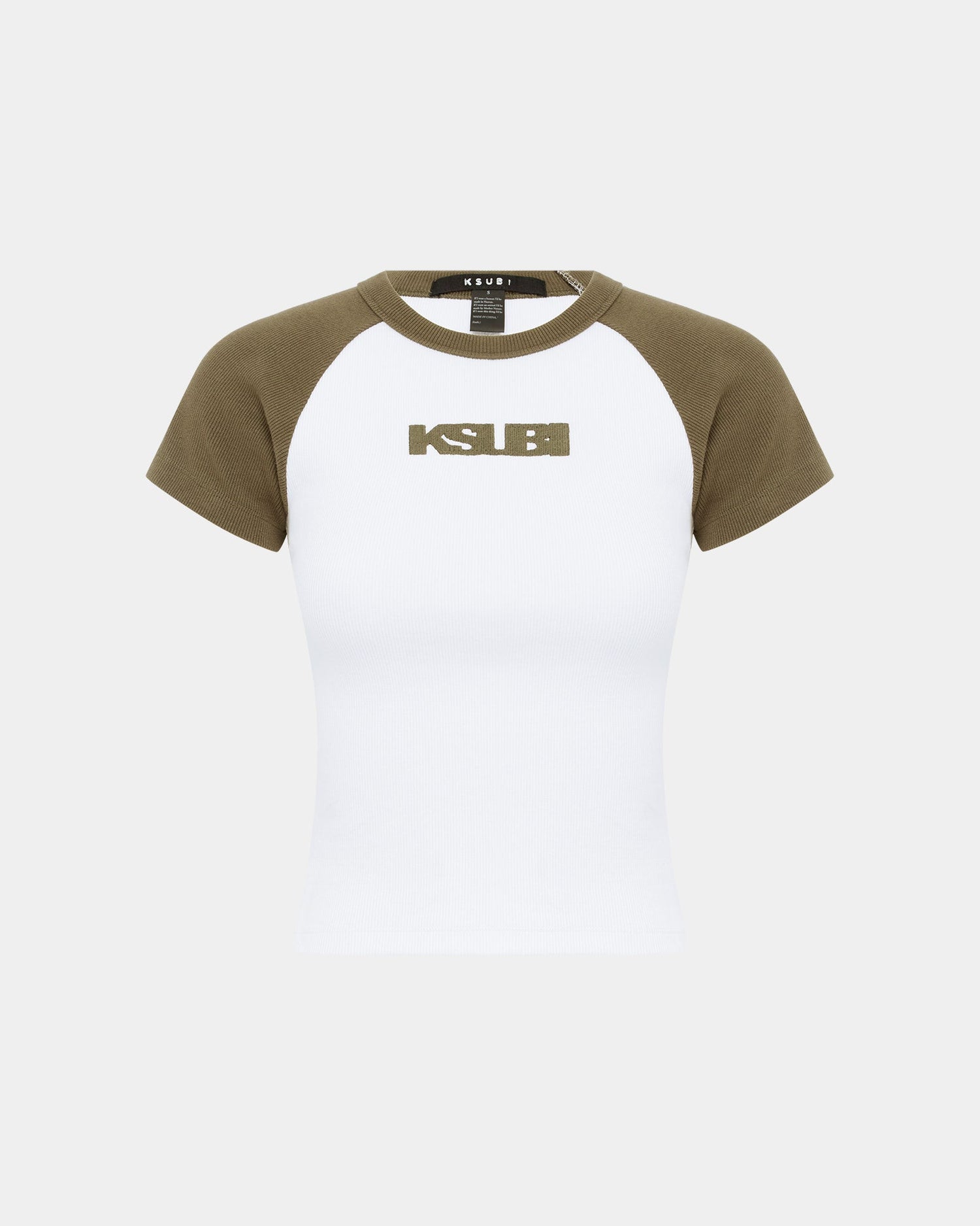 KSB BABY RINGER SS TEE KHAKI/WHITE