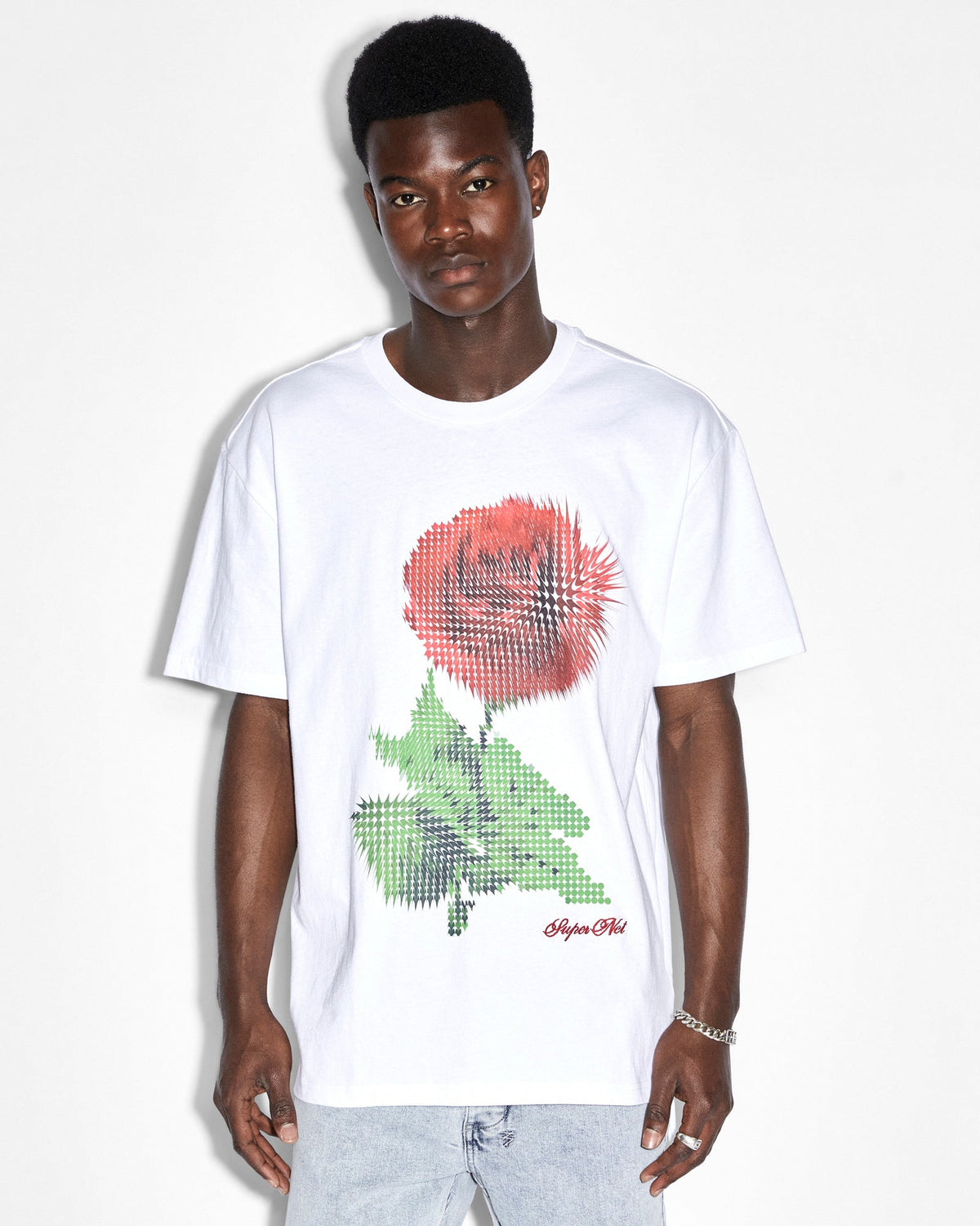 Mens Pixel Biggie Ss Tee Tru White Oversized Tees - White