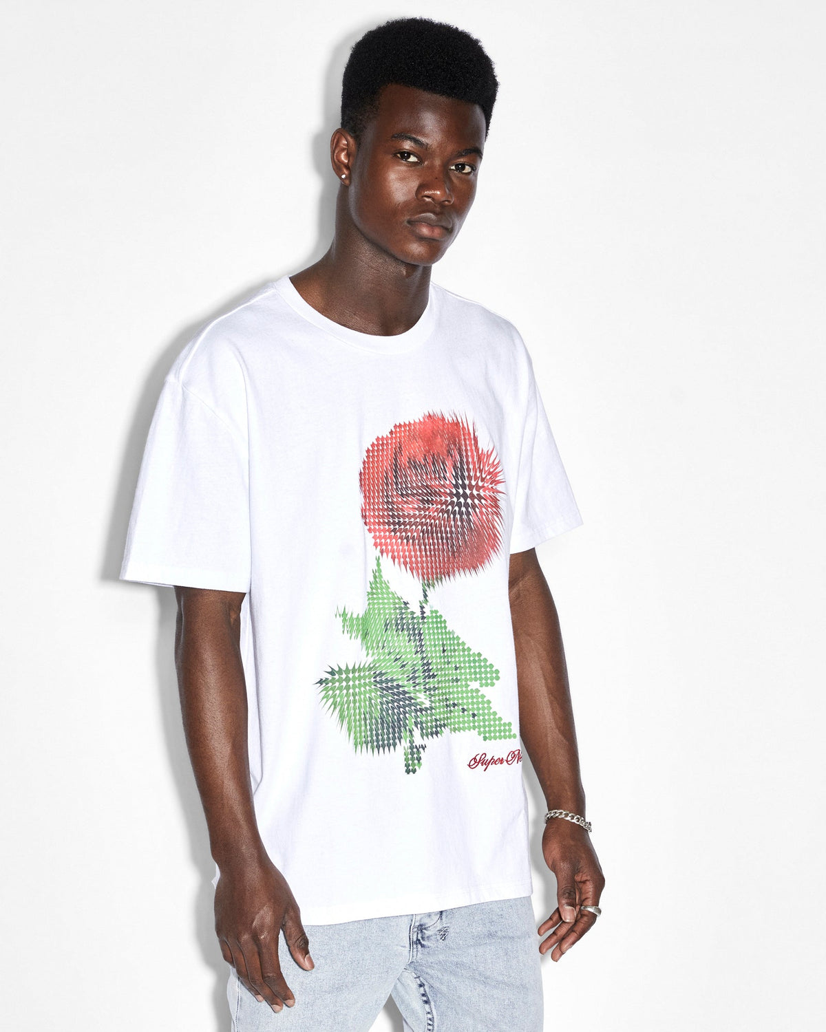 Mens Pixel Biggie Ss Tee Tru White Oversized Tees - White