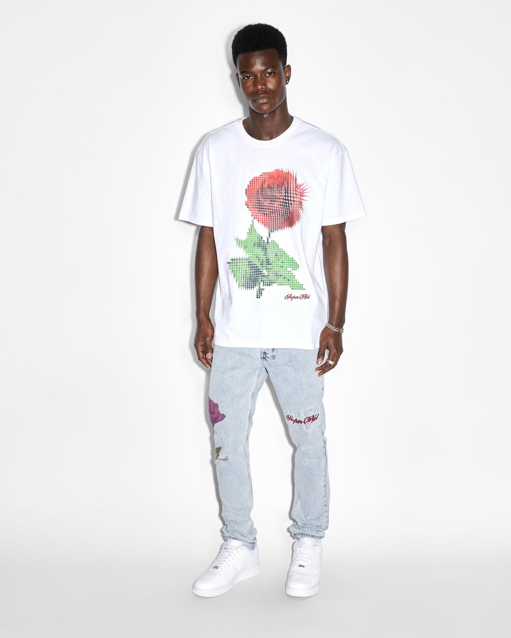 Mens Pixel Biggie Ss Tee Tru White Oversized Tees - White