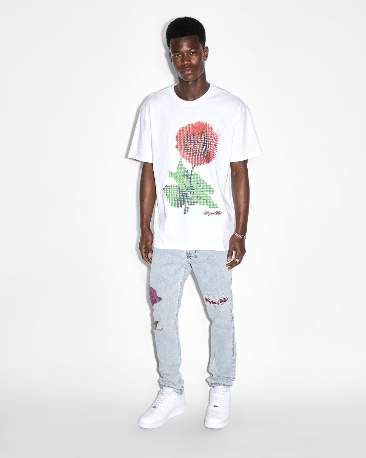 Mens Pixel Biggie Ss Tee Tru White Oversized Tees - White