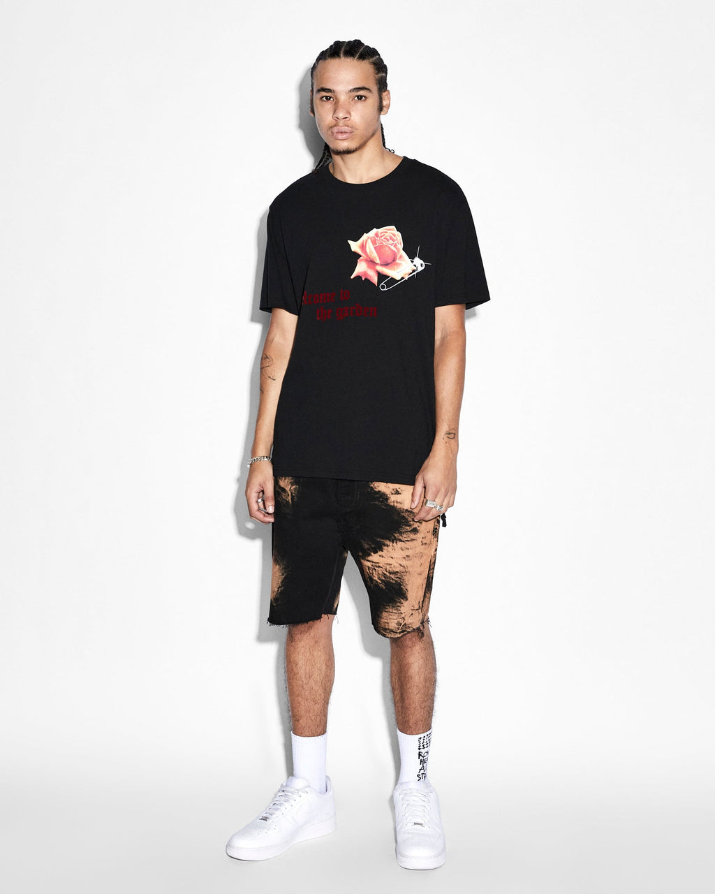 Mens Rose Garden Kash Ss Tee Jet Black Regular Tees - Black