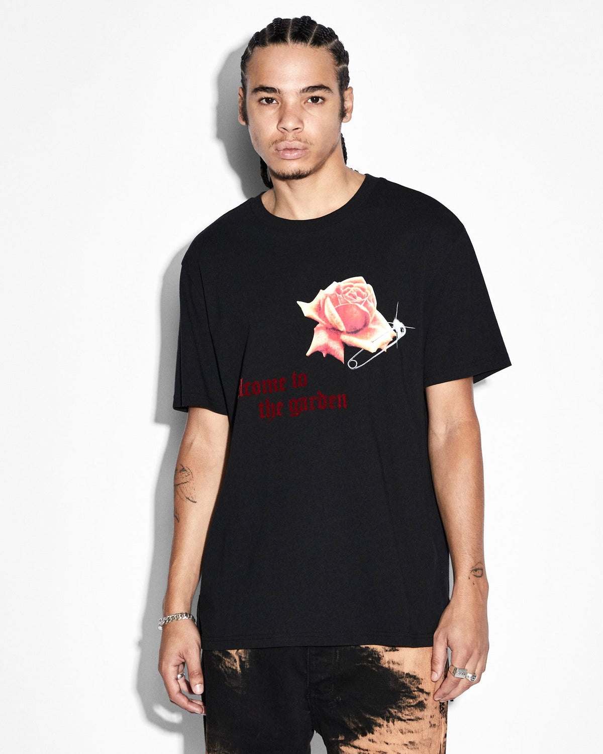 Mens Rose Garden Kash Ss Tee Jet Black Regular Tees - Black