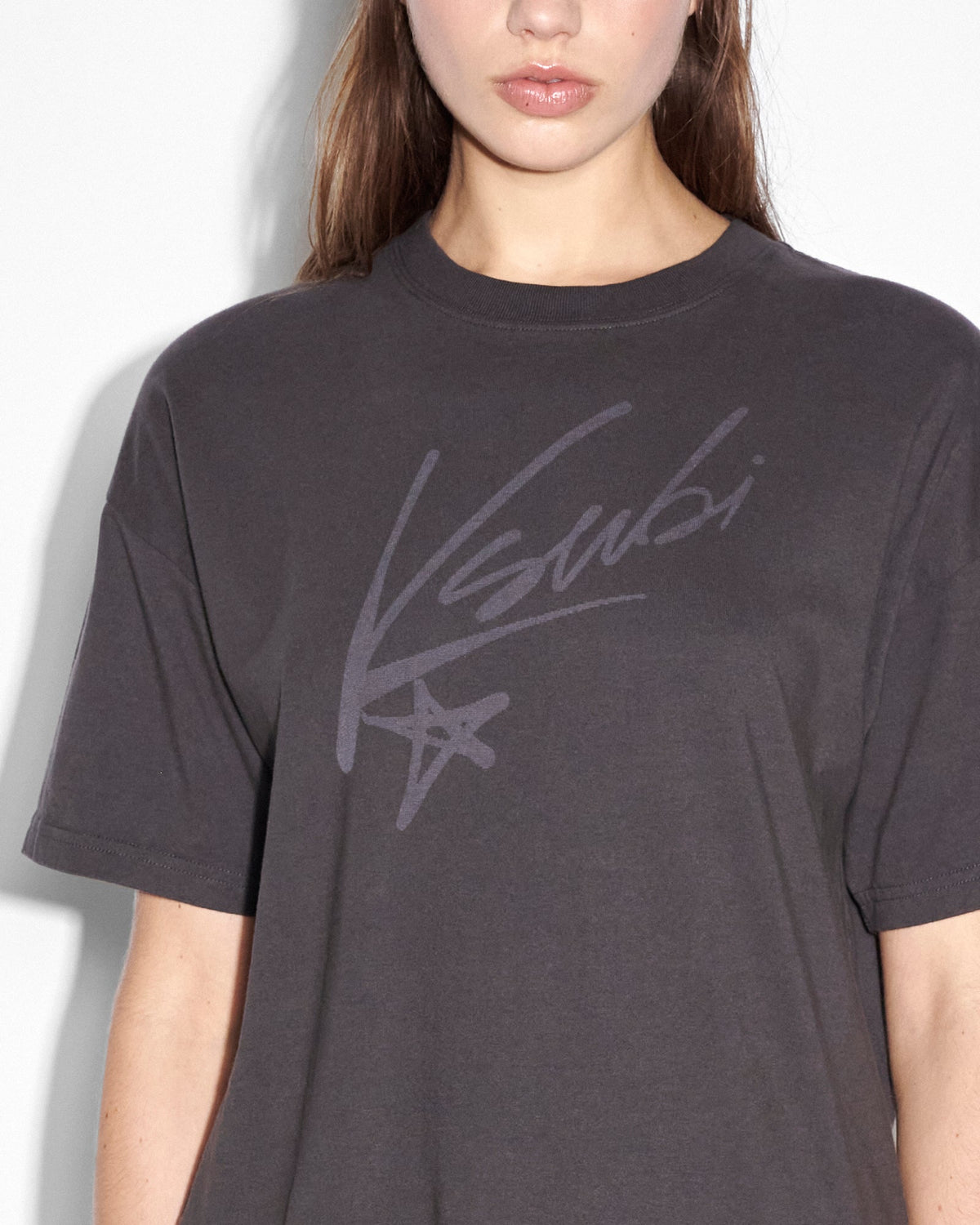 Womens Sprayed Oh G Ss Tee Charcoal Oversized Tees - Grey