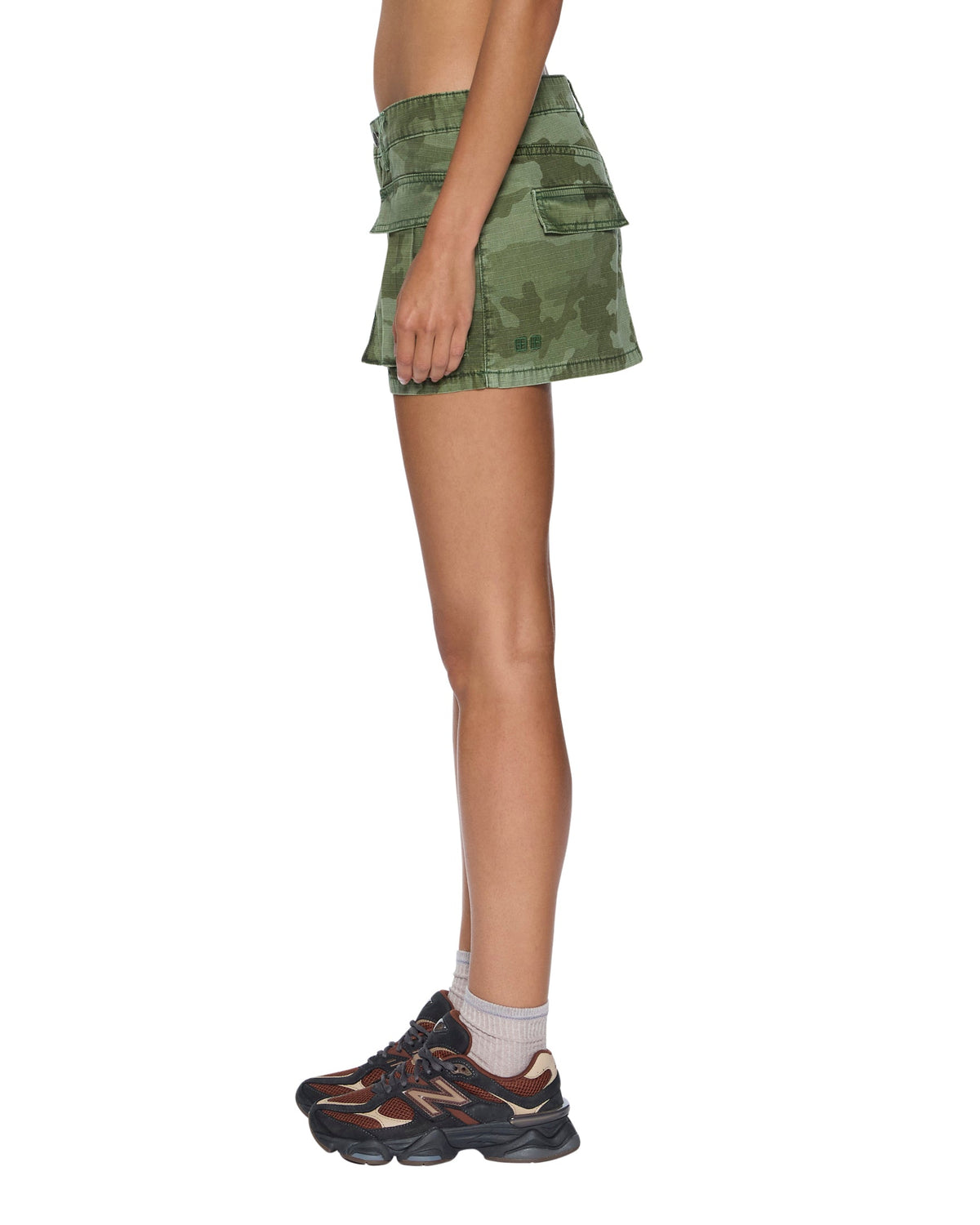 Womens Micro Mini Cargo Skirt Hash Camo Straight Skirts - Green