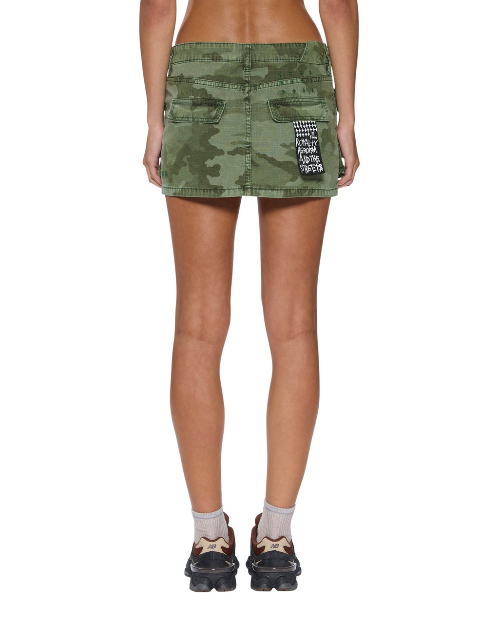 Womens Micro Mini Cargo Skirt Hash Camo Straight Skirts - Green