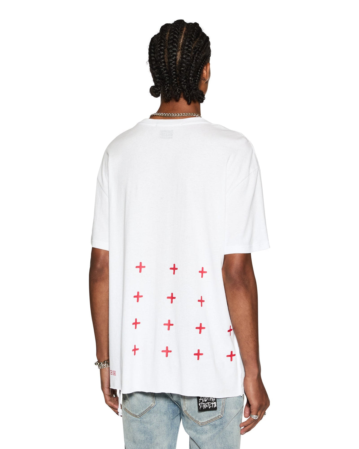 MENS 4X4 BIGGIE SS TEE WHITE/RED TEES