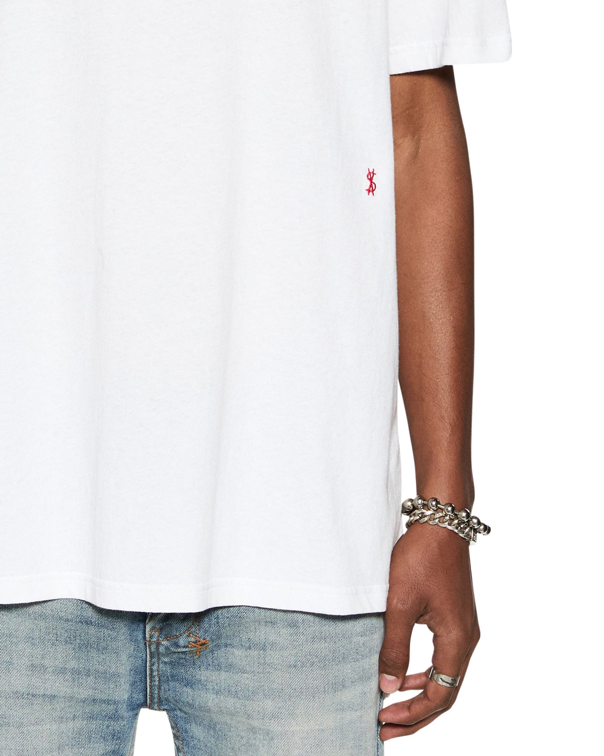 MENS 4X4 BIGGIE SS TEE WHITE/RED TEES