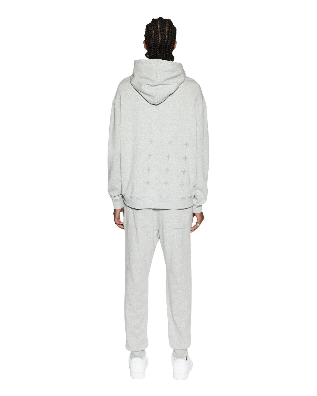 MENS 4 X 4 BIGGIE HOODIE GREY MARLE FLEECE