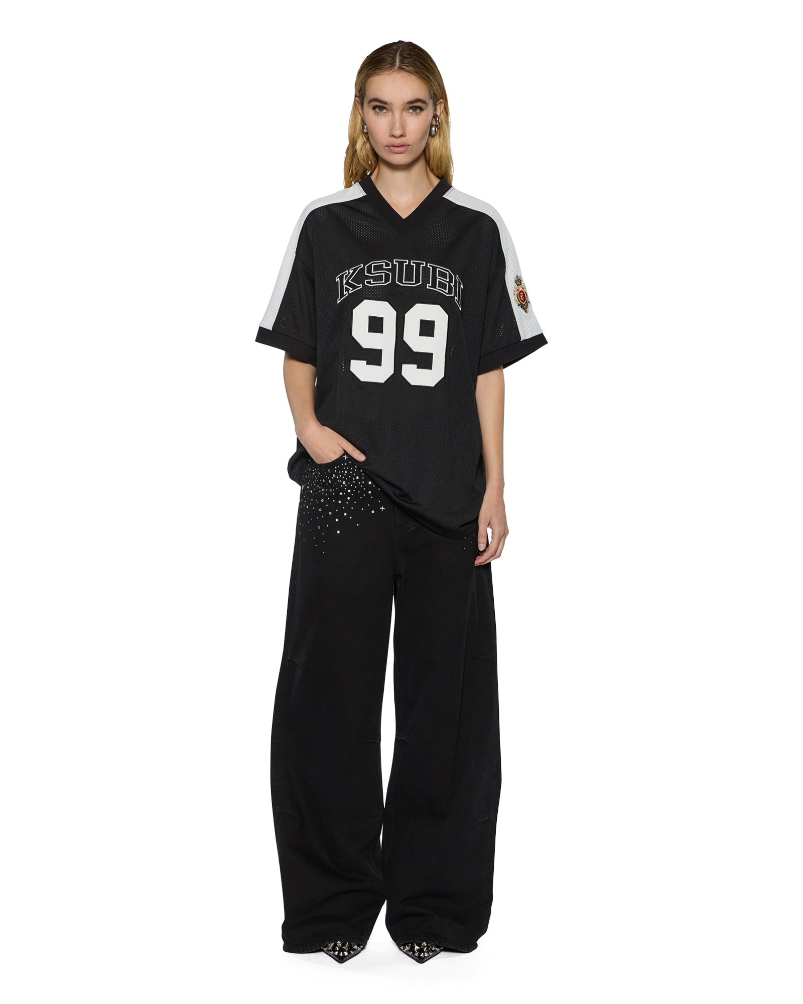 WOMENS  99 SS JERSEY BLACK BAGGY TEES