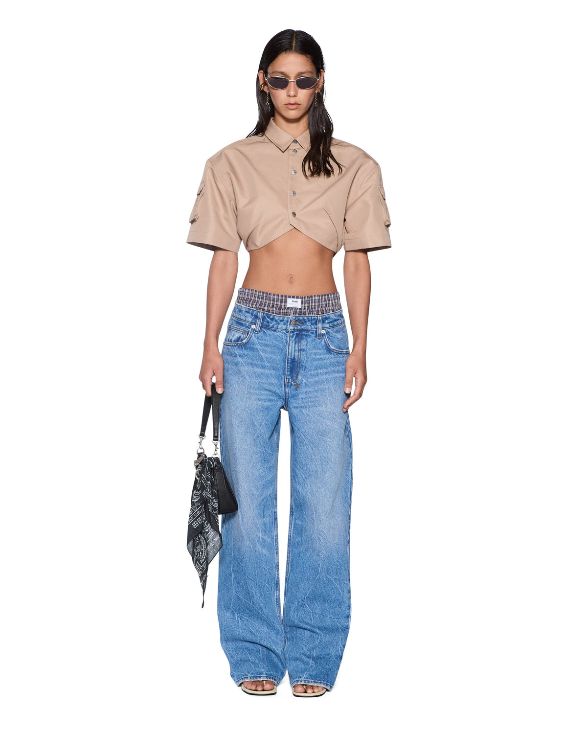 WOMENS BARKER CROP SS SHIRT TAN SHIRTS