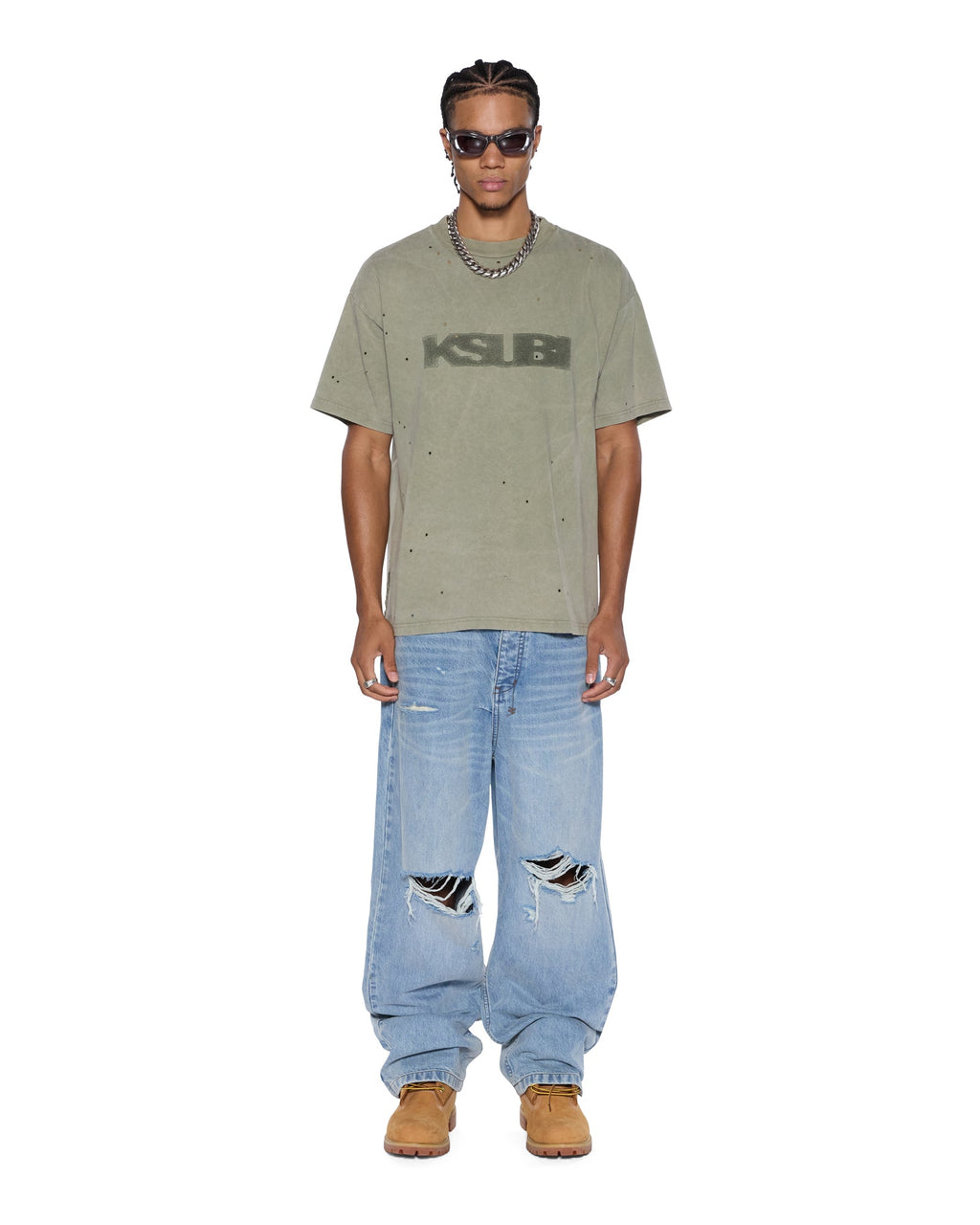 MENS MAXX STRIKER TRASHED DENIM JEANS