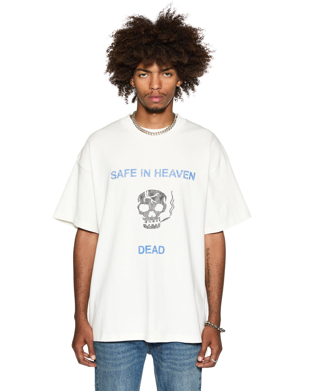 Mens Dead Ekcess Ss Tee Vintage White Oversized Tees - White