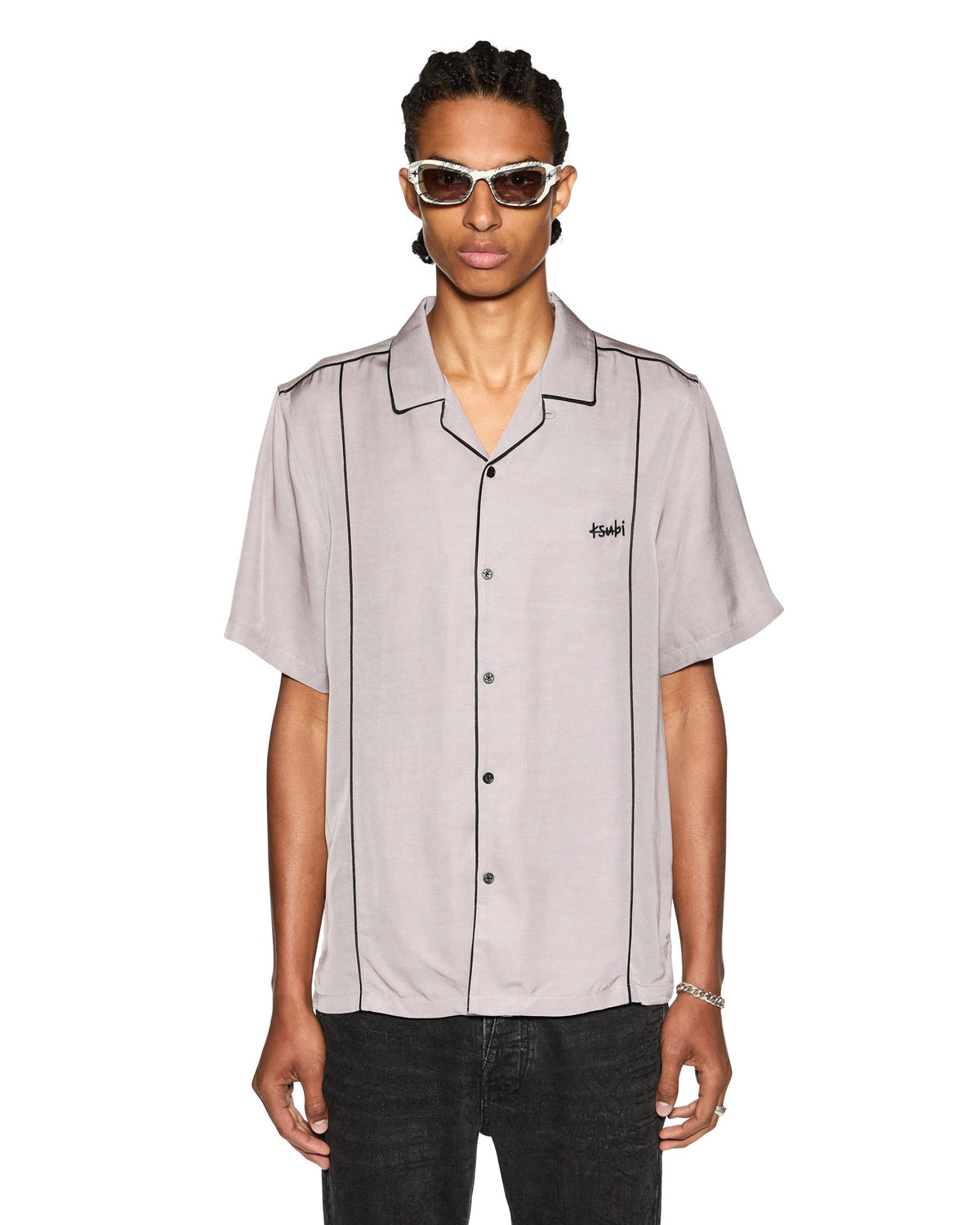 Mens Downtown Resort Ss Shirt Haze Regular Shirts - Purple