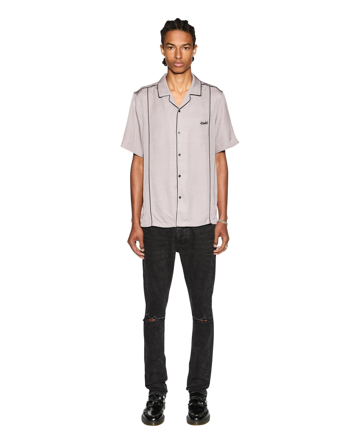 Mens Downtown Resort Ss Shirt Haze Regular Shirts - Purple