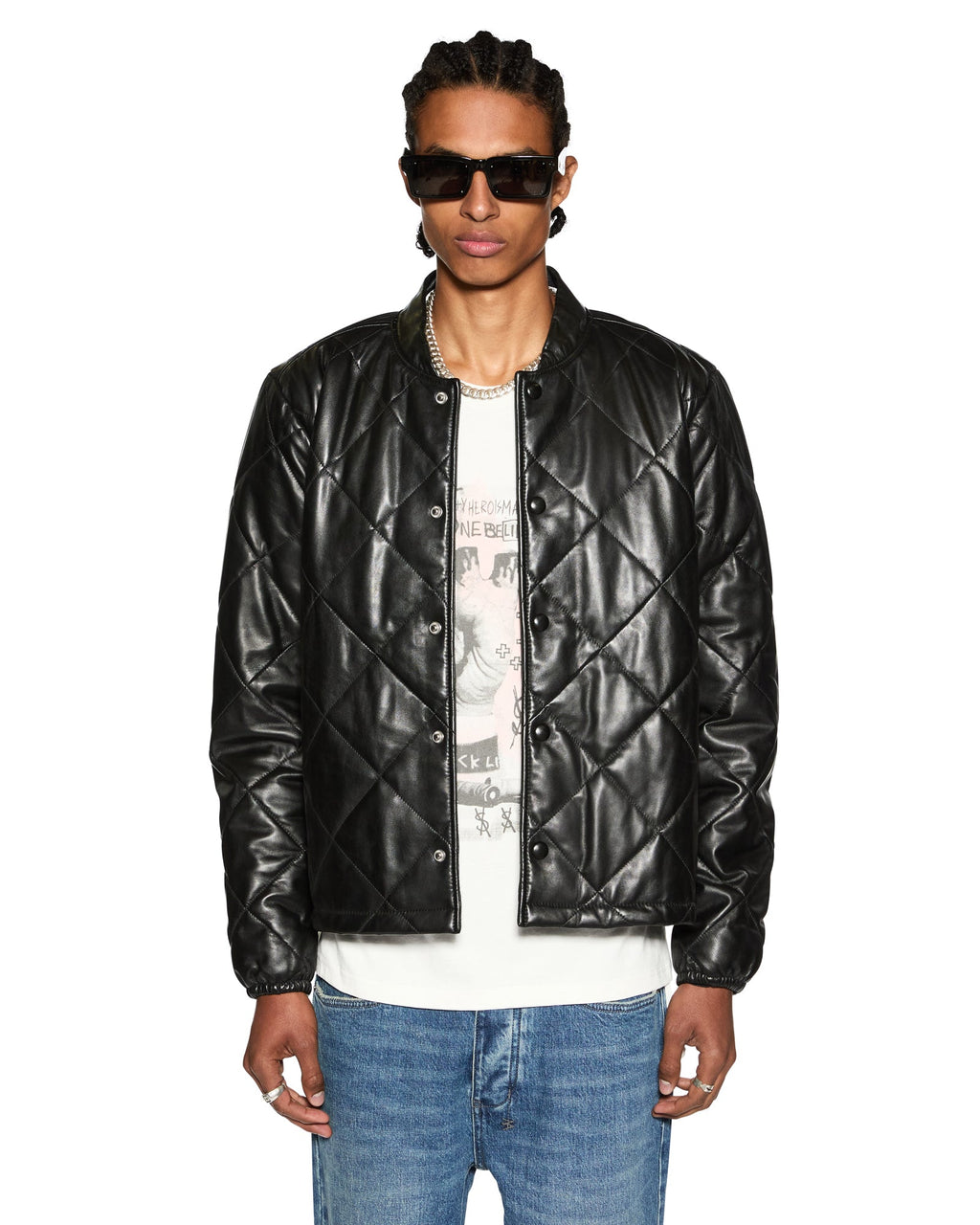 MENS ECLIPSE QUILTED BOMBER BLACK JACKETS