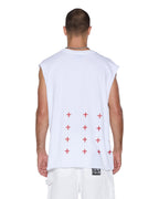 MENS KINGDOM CUT OFF BIGGIE TEE WHITE TEES