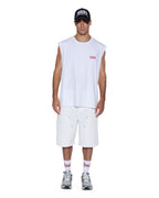 MENS KINGDOM CUT OFF BIGGIE TEE WHITE TEES