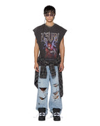 MENS MAXX BUNKER BLUE TRASHED DENIM JEANS