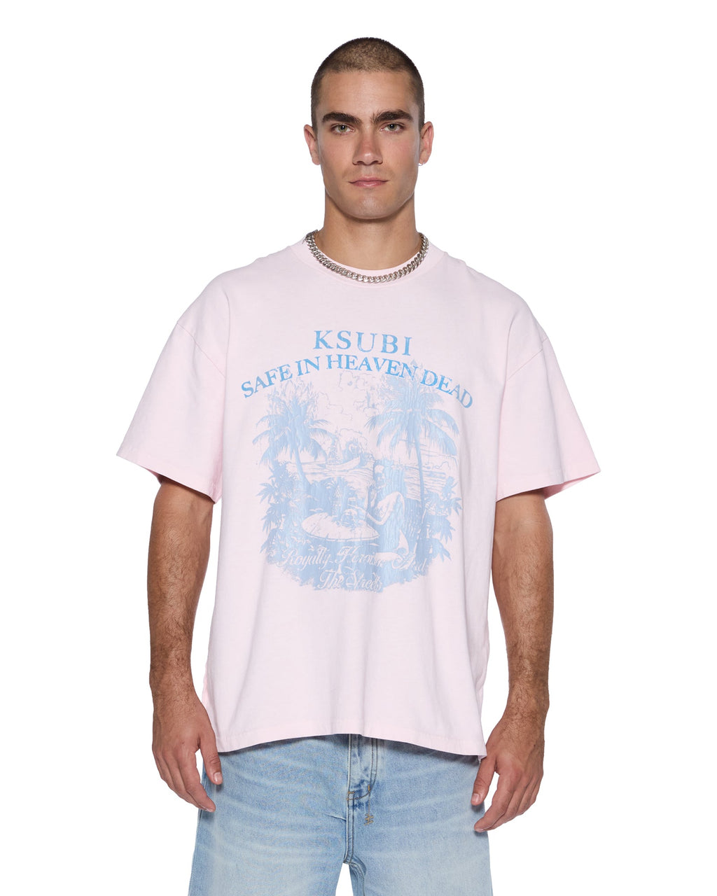 Mens Paradiso Ekcess Ss Tee Ice Quartz Oversized Tees - Pink