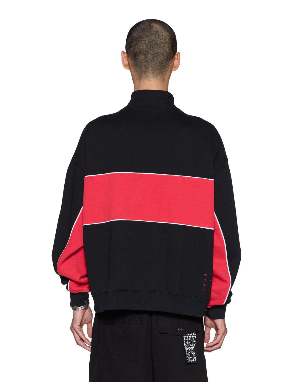 Mens Performance Mock Neck Crew Jet Black Relaxed Fleece - Black